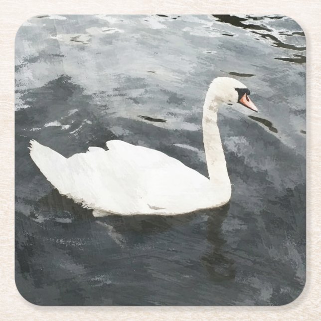Impressionist Swan Rechteckiger Pappuntersetzer (Vorderseite)