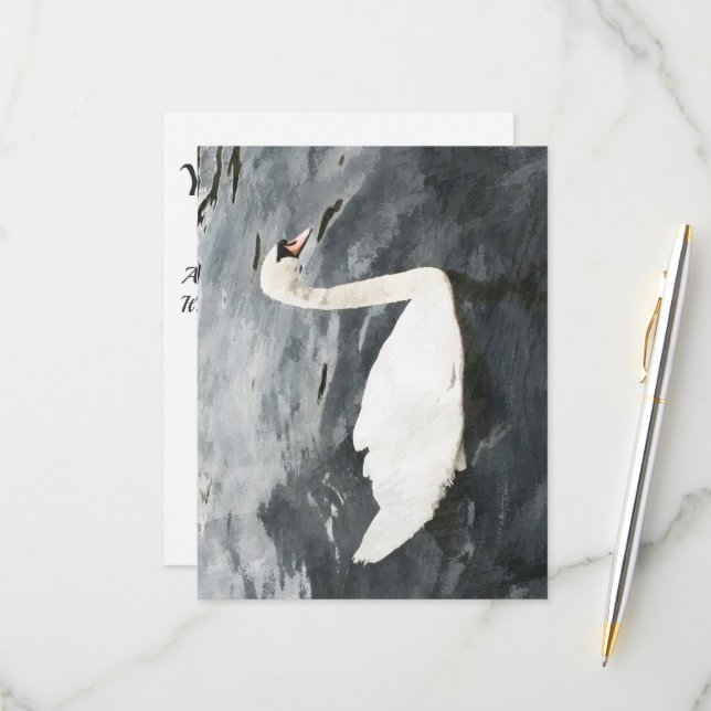 Impressionist Swan RSVP Karte (Vorderseite/Rückseite Beispiel)
