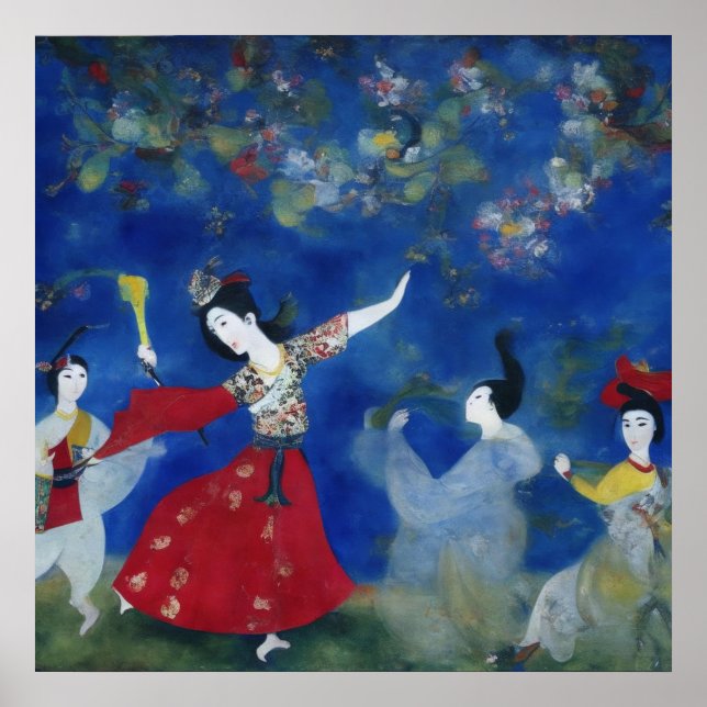 Impressionist und antiker chinesischer Schwerttanz Poster (Vorne)