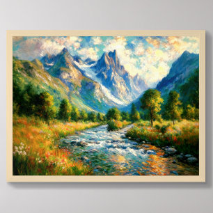 Impressionist Valley Mountain Tream Stream Poster