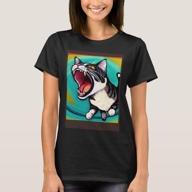 Impressionistic  Cat Screaming Impressionism Cats  T-Shirt (Vorderseite)