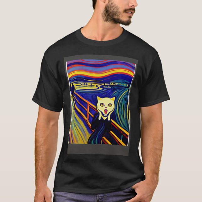 Impressionistic  Cat Screaming Impressionism Cats T-Shirt (Vorderseite)