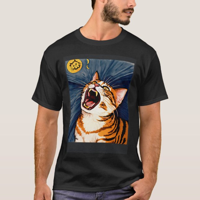 Impressionistic  Cat Screaming Impressionism Cats  T-Shirt (Vorderseite)
