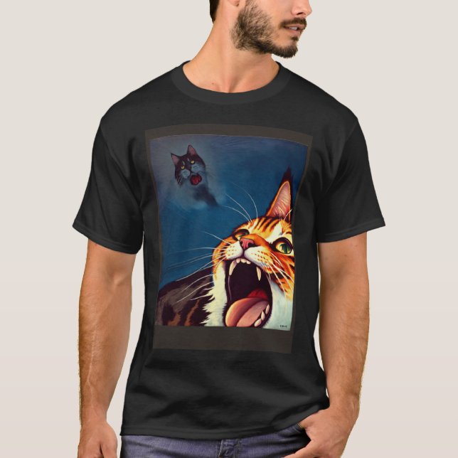 Impressionistic  Cat Screaming Impressionism Cats  T-Shirt (Vorderseite)