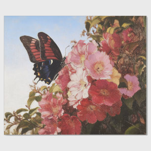 Impressionistin Butterfly und rosa Blume Geschenkpapier