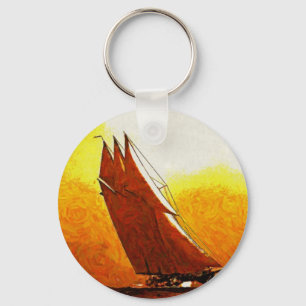 Impressionistin Vintag Racing Yacht Key Chain Schlüsselanhänger