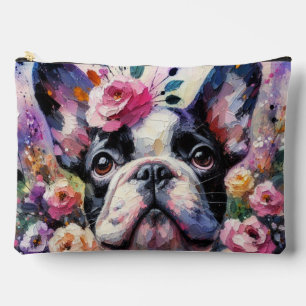 Impressionistisch bunt französische Bulldog-Rose Zubehörtasche