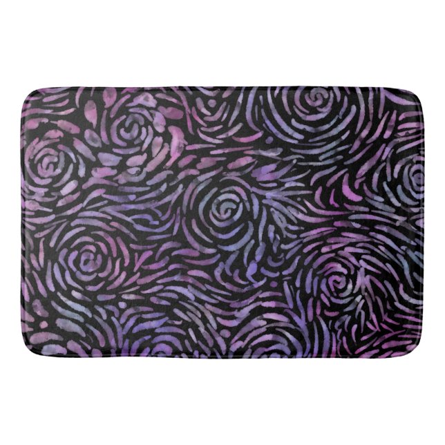 Impressionistisch rosa und blaue Rose Badematte (Vorderseite)