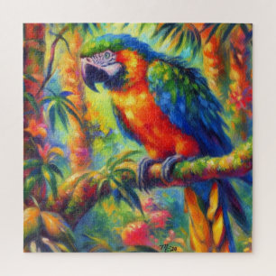 Impressionistisch tropischer Papagei Bird Blue Gre