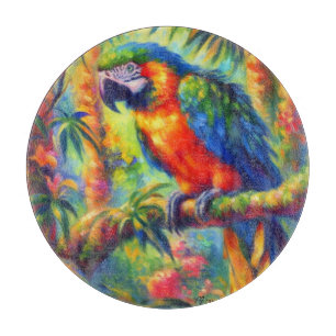 Impressionistisch tropischer Papagei Bird Blue Gre Schneidebrett