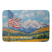 Impressionistische amerikanische Flagge und Gebirg