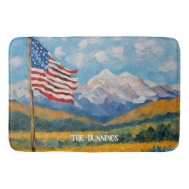 Impressionistische amerikanische Flagge und Gebirg Badematte