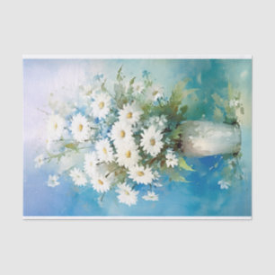 Impressionistische Aquarellmargeriten in einer Vas Seidenpapier