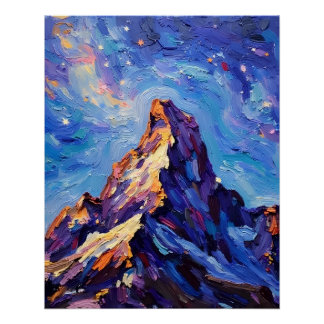 Impressionistische Berglandschaft in Öl Poster