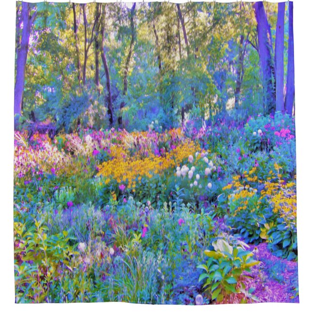 Impressionistische Blume der Gartenlandschaft Duschvorhang (Vorderseite)