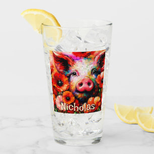Impressionistische Blume von Rotem Mohn aus Schwei Glas