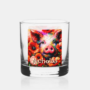 Impressionistische Blume von Rotem Mohn aus Schwei Whiskyglas
