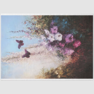 Impressionistische Blumen und Schmetterlinge-Decou Seidenpapier