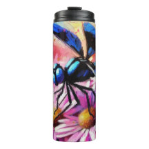 Impressionistische Dragonfly On Pink Daisis Floral
