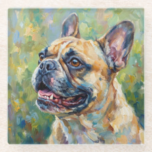 Impressionistische Französische-Bulldogge-Kunst-Un Glasuntersetzer