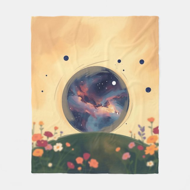 Impressionistische Galaxie mit blühendem Garten Fleecedecke (Vorderseite)