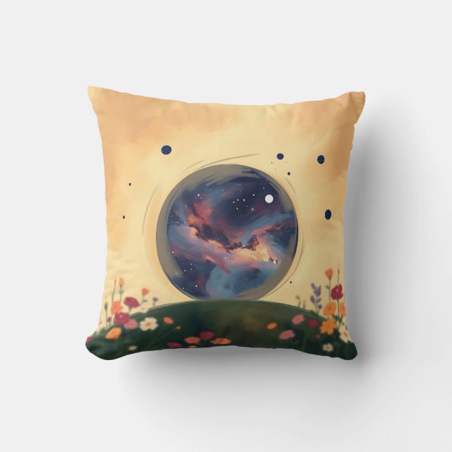 Impressionistische Galaxie mit blühendem Garten Kissen (Vorderseite)