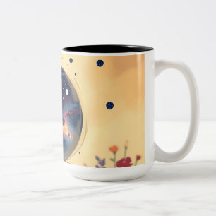 Impressionistische Galaxie mit blühendem Garten Zweifarbige Tasse