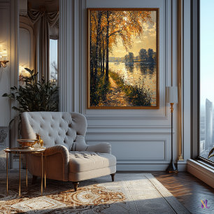Impressionistische Herbst-Flusslandschaft Goldenes Poster