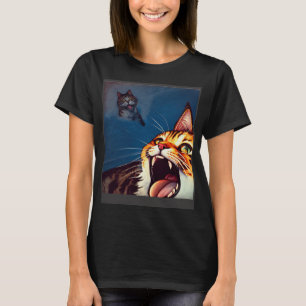 Impressionistische Katze schreiend Impressionismus T-Shirt