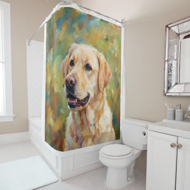 Impressionistische Kunst mit gelbem Labrador Retri Duschvorhang (Beispiel)