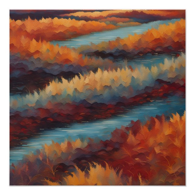 Impressionistische Landschaft in Herbstfarben Poster (Vorderseite)