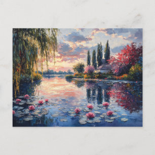 Impressionistische Landschaft Willow Lotus Postkarte