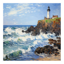 Impressionistische Leuchtturm-Malerei in der Küste