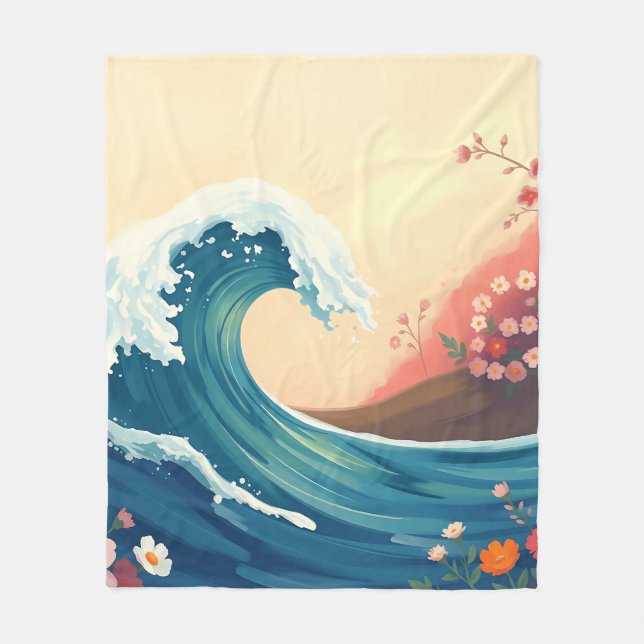 Impressionistische Meereswelle Fleecedecke (Vorderseite)