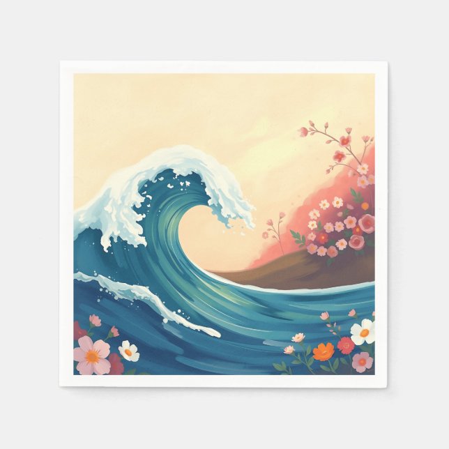 Impressionistische Meereswelle Serviette (Vorderseite)