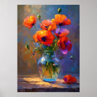 Impressionistische Mohnblumen in Glasvase Malerei
