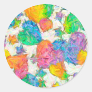 Impressionistische Pastell-Valentinsherzen Runder Aufkleber