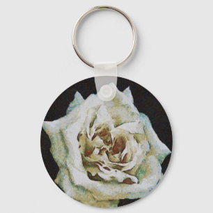 Impressionistische Rose Abgeschieden auf schwarz Schlüsselanhänger