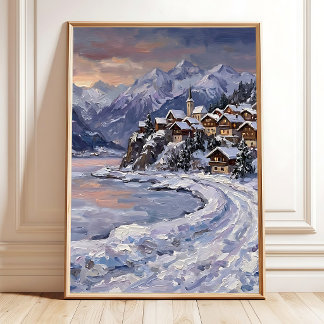 Impressionistische Schweizer Alpen Dämmerung Wandk Poster