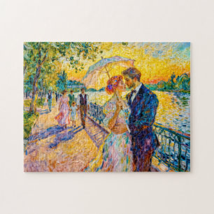 Impressionistische Sonnenuntergangsromanze am Flus