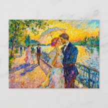 Impressionistische Sonnenuntergangsromanze am Flus