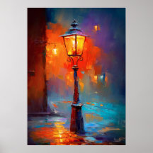 Impressionistische Straßenlaterne Nacht Stadtmaler