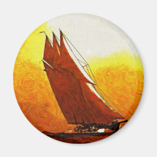 Impressionistische Vintage-Rennjacht Magnet