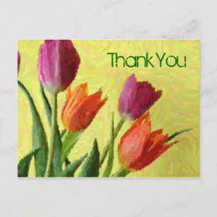 Impressionistische Vintage-Tulpen Danke Postkarte