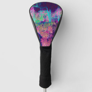 Impressionistische violette und heißrosa Landschaf Golf Headcover