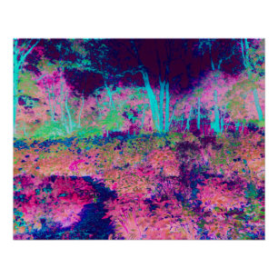 Impressionistische violette und heißrosa Landschaf Poster
