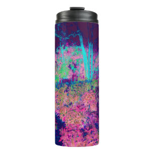 Impressionistische violette und heißrosa Landschaf Thermosbecher