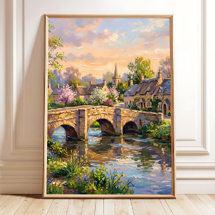 Impressionistische Wandkunst Frühling Dorf Poster