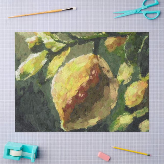 Impressionistische Zitronen, die eine Zweigstelle- Seidenpapier (Basteln)