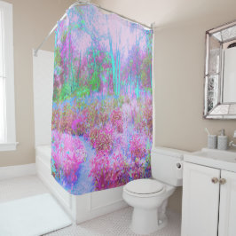 Impressionistischer Abstrakter Garten in Rosa und Duschvorhang